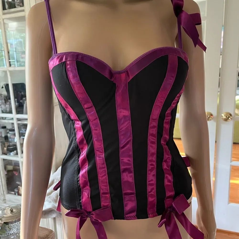 Morbid Threads Y2K Black Purple Corset Sz 34B EUC